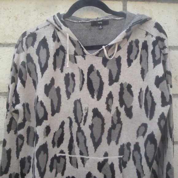 FATE Women's Size Med Sweater Pullover Hoodie Distressed on Purpose Animal Print - Picture 4 of 7